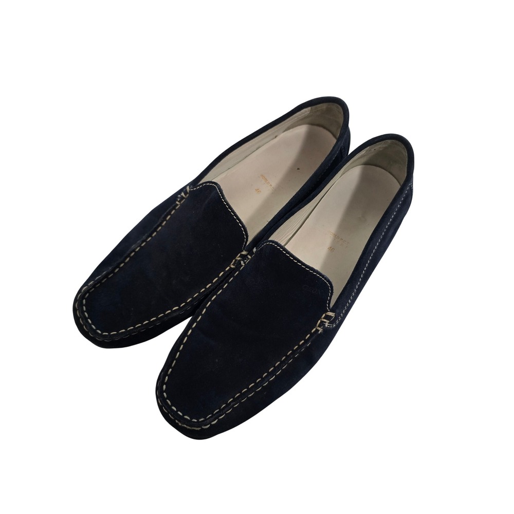 Geox Mens 12.5 EU 46 Navy Blue Suede Slip On Driver Loafers Breathable Moc Toe
